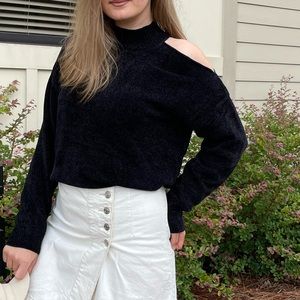 Black cold shoulder sweater